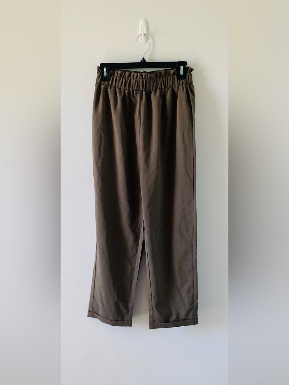 Women’s Elastic Waist Ankle Cropped Pants Size MP Mocha Business Casual EUC